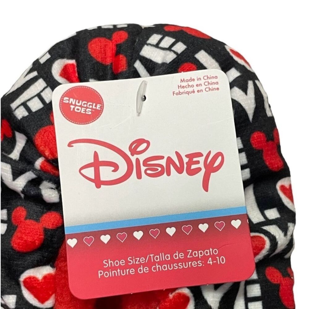NWT Disney LOVE Mickey Mouse Snuggle Toes Slipper Socks Red Black Women’s 4-10 - Picture 3 of 6
